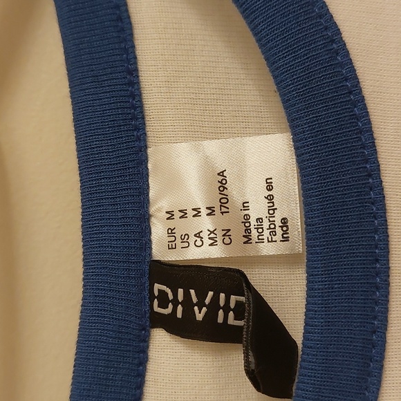 H&M, fitted cotton top, Small, White/bright blue/orange, USA. - Picture 4 of 4